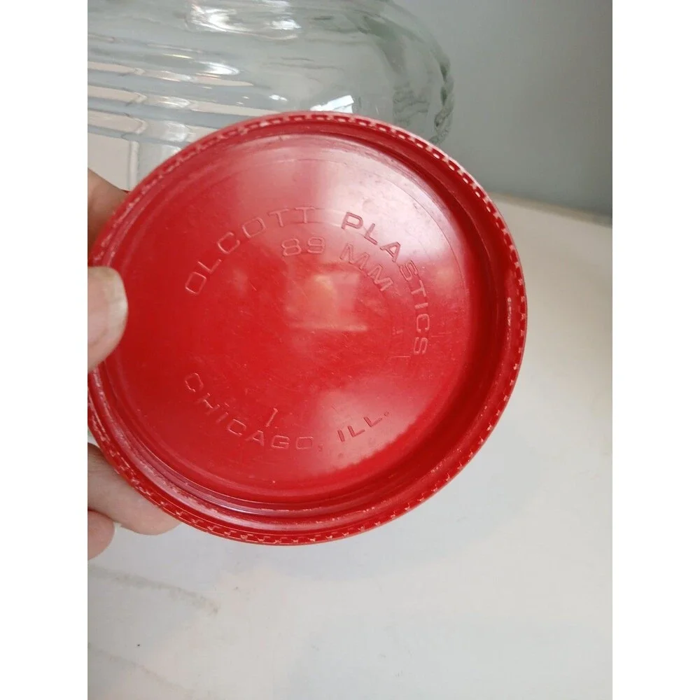 Vintage Hoosier Cabinet Glass Canister COFFEE Jar w/ Lid Red Letters